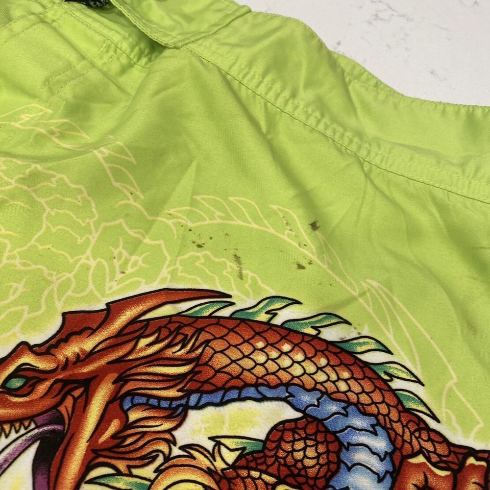 VTG JNCO Jeans Men's Board Shorts Dragon Tribal Neon Size 36 Swim Swimwear 90s - Picture 4 of 8
